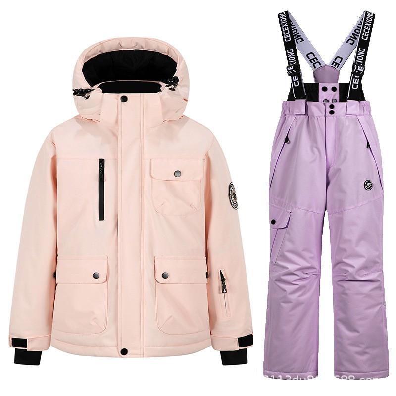 Kids Ski Suit Set Waterproof Windproof Thermal Insulated Snowsuit Boys Girls Ages 5-16 Years
