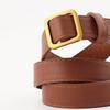 Women Retro No Holes Belt with Gold Color Square Buckle