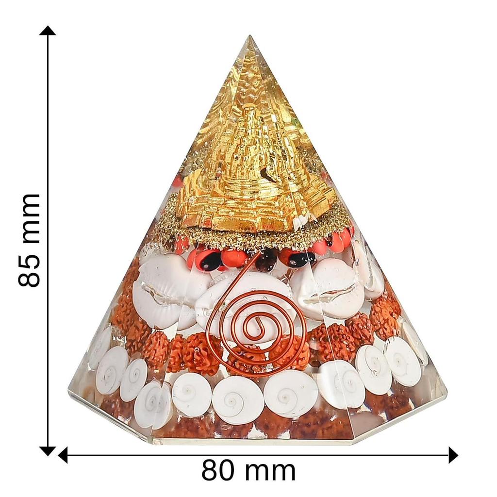 Пирамида Лакшми со Шри Янтрой, Гомти Чакрой, Рудракшей, Чирми и ракушками Кауди | Пирамида Васту для денег, богатства, удачи и процветания