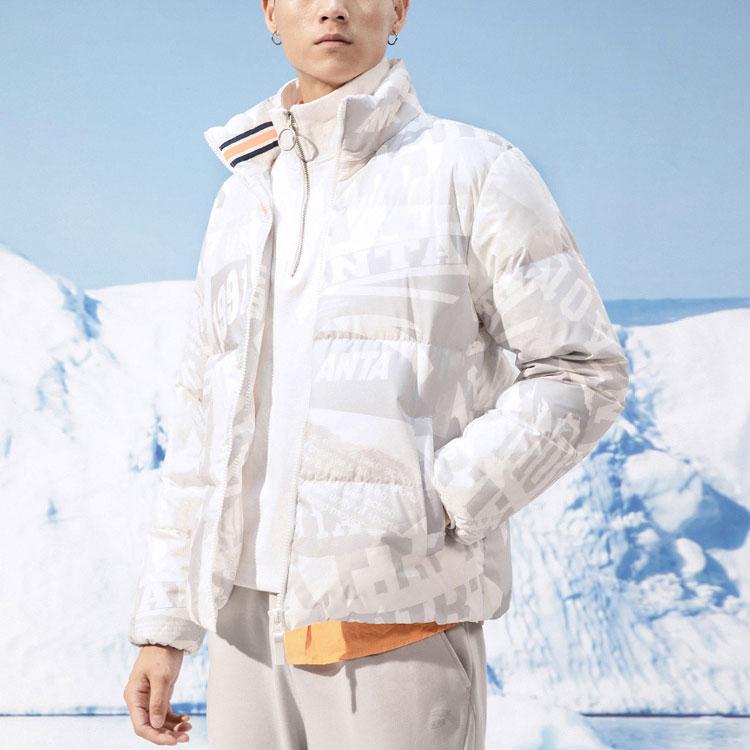 Anta Теплый спортивный пуховик с буквенным принтом и логотипом, мужская верхняя одежда, белый 152148904-2