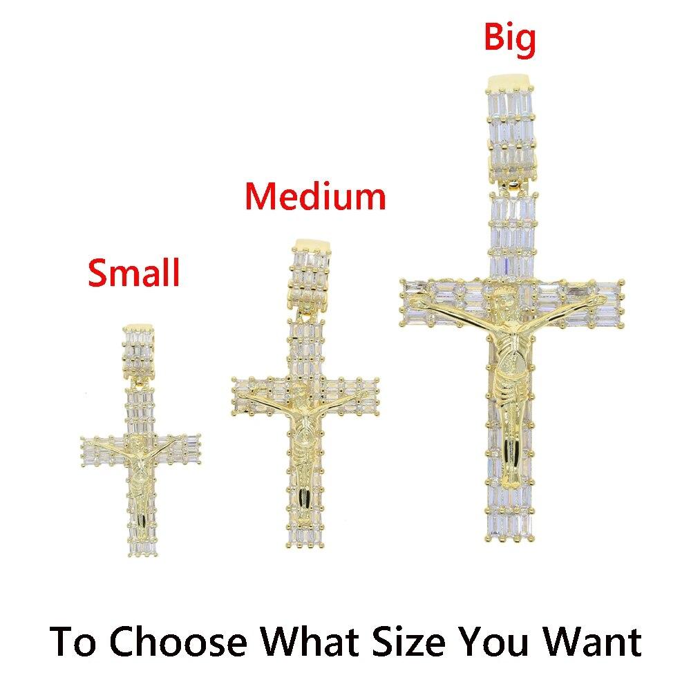 Iced Out Иисус Крест Подвеска Ожерелье для Мужчин Женщин С Веревочной Цепочкой Bling 5A Геометрический Циркон Религия Мода Хип-Хоп Ювелирные Изделия