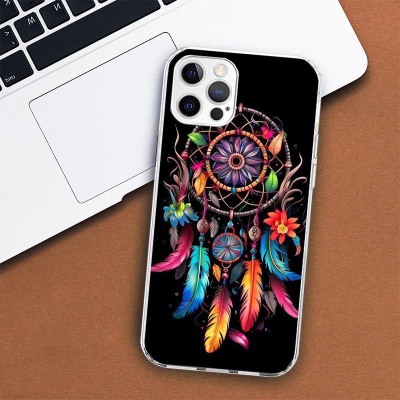 Чехол для телефона Retro Feather Dreamcatcher для Apple iPhone 11 12 13 15 14 Pro 7 XR X XS Max 8 Plus + Mini SE с индивидуальным принтом, мягкий, C