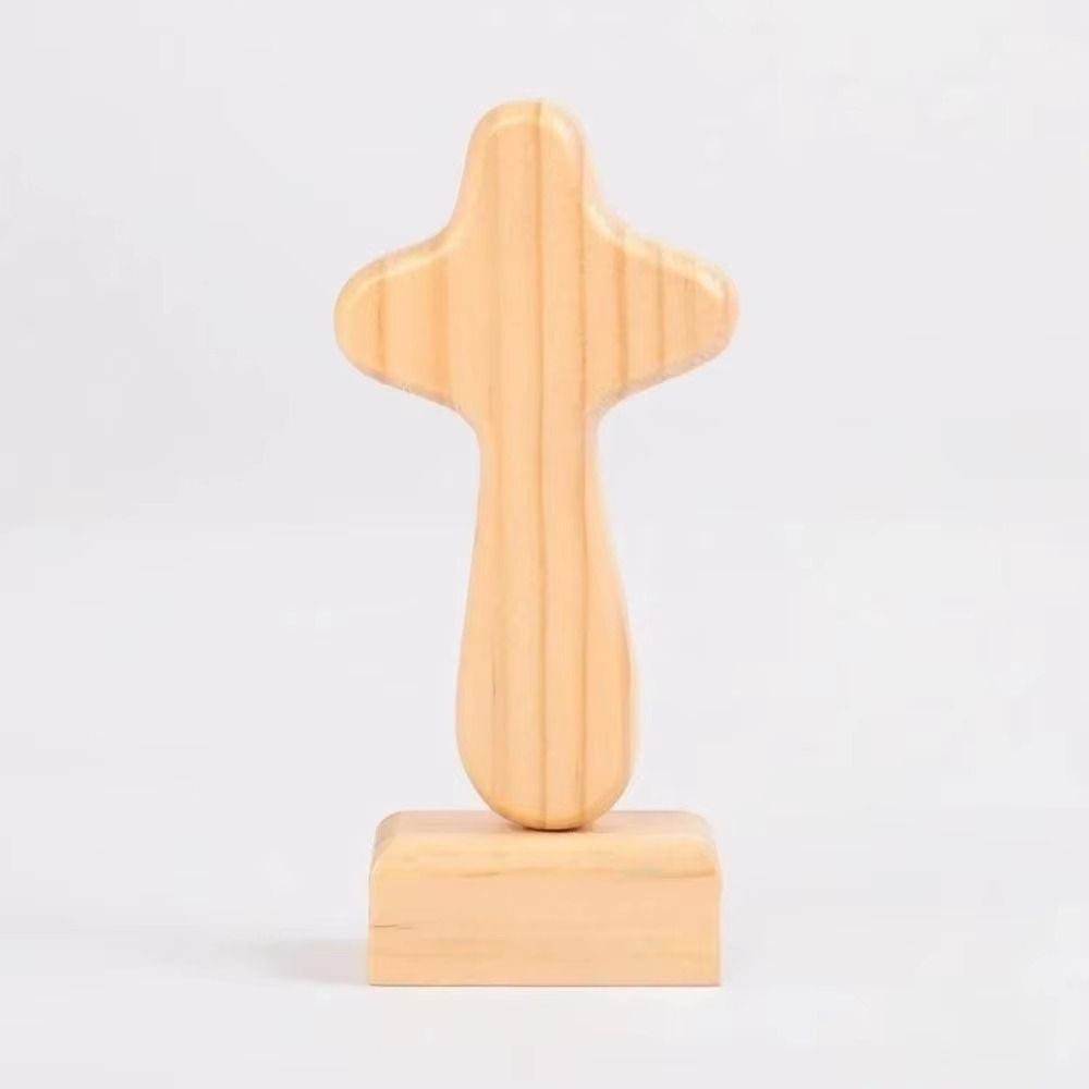 Handicraft Design Wood Cross Statue Magnetic Base Desktop Cross Ornament Home Decoration