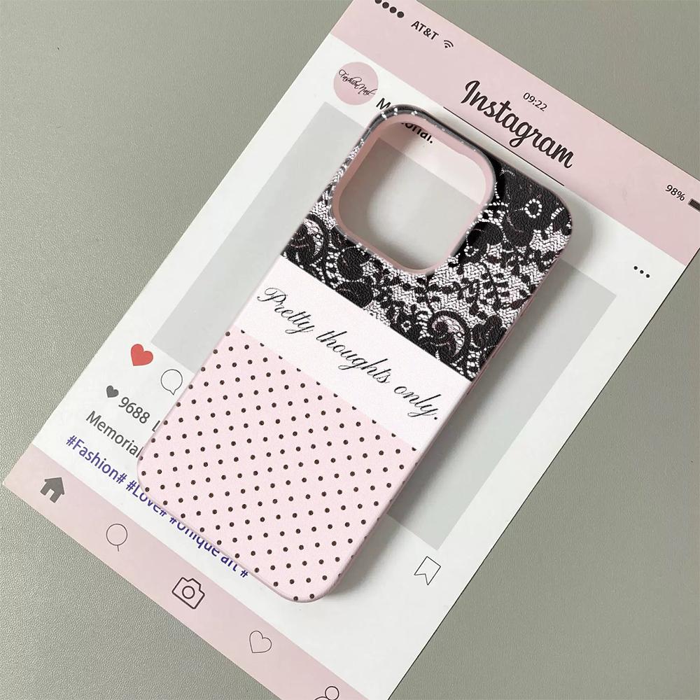 Чехол для телефона Pretty Thoughts Only с кружевным узором в горошек и узором из личи-кожи для Samsung A57 A36 A26 A07 A55 A35 A16 A06 A54 A05 4G 5G