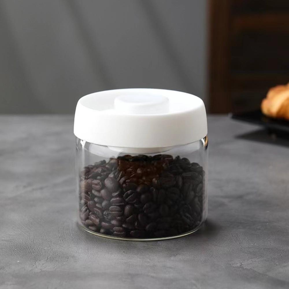 Press Type Coffee Bean Storage Jar Manual Glass Coffee Jar Vacuum Sealed Jar  Home Use