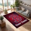 Boston Red Sox Crystal Velvet Rug, Custom Name Text Personalized Non‑Slip Floor Mat for Home Decor Gift