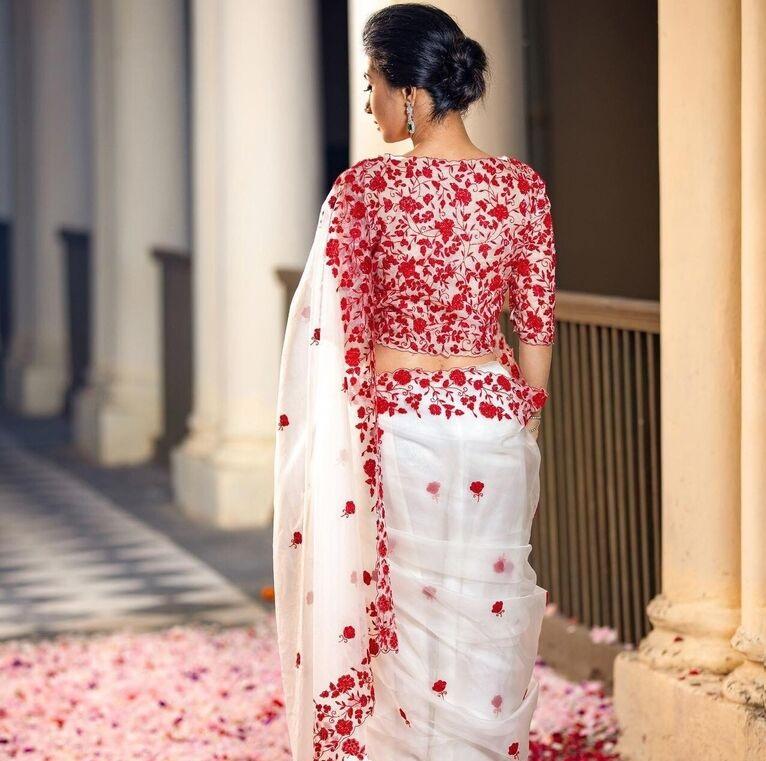 Дизайнерская одежда для вечеринок, тяжелая органза, вышитое сари, индийское женское болливудское этническое сари, блузка