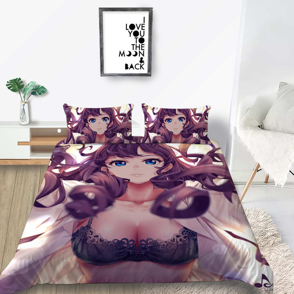 Комплект постельного белья Bishōjo с 3D-анимацией, пододеяльник для мужской комнаты, 2/3 предмета, аниме «Красивая женщина» DE135 * 200, полноразмерное мягкое украшение для дома