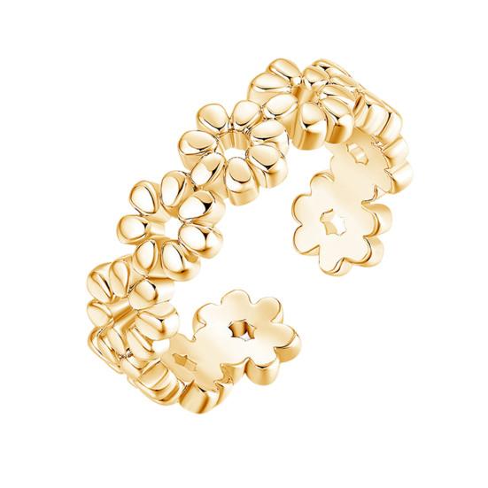 Foot Ring Comfortable Alloy Joint Ring with Exquisite Flowers Adjustable Opening Design Electroplated Toe Ring