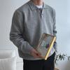 Мужской свитер-поло крупной вязки - Повседневный корейский стиль, Однотонный, Пуловер в стиле Гонконга