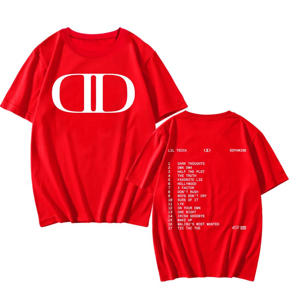 Lil Tecca DOPAMINE Футболка с альбомом, рэперский графический принт, модные футболки, футболка с коротким рукавом, хлопковая футболка, унисекс, уличная одежда, хип-хоп, мужские футболки