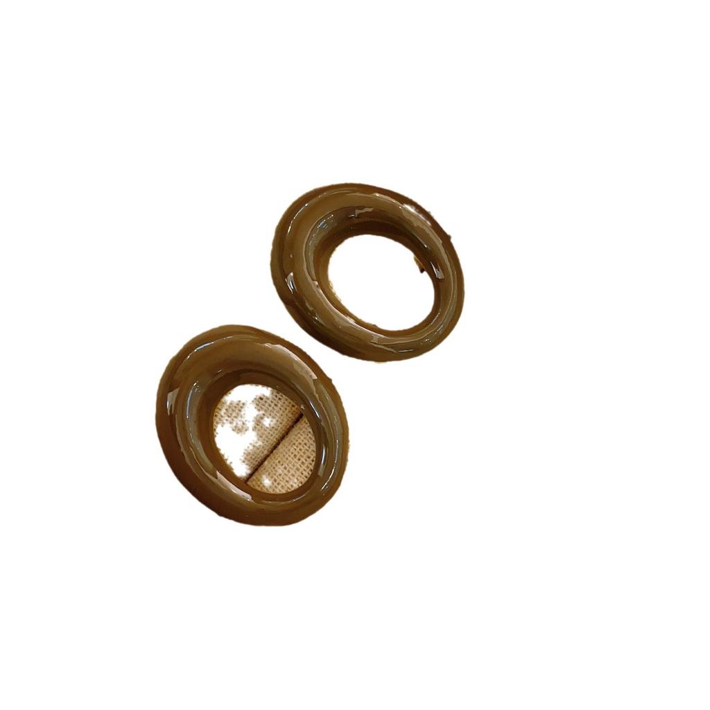 Japanese Simple Design Sense Irregular Drip Glaze Hollow Round Earrings Design Personalized Stud Earrings Versatile Earrings