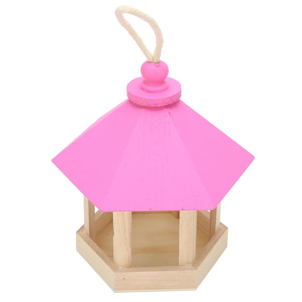 Деревянная кормушка для птиц, подвесная, шестиугольная, в форме домика, кормушка для домашних птиц, садовое украшение