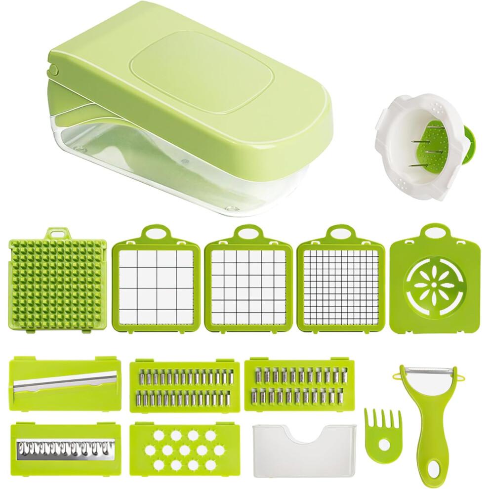 Vegetable Chopper with Container, 17 in 1 Mandoline Slicer, 9 Blades, RustResistant, Dishwasher Safe