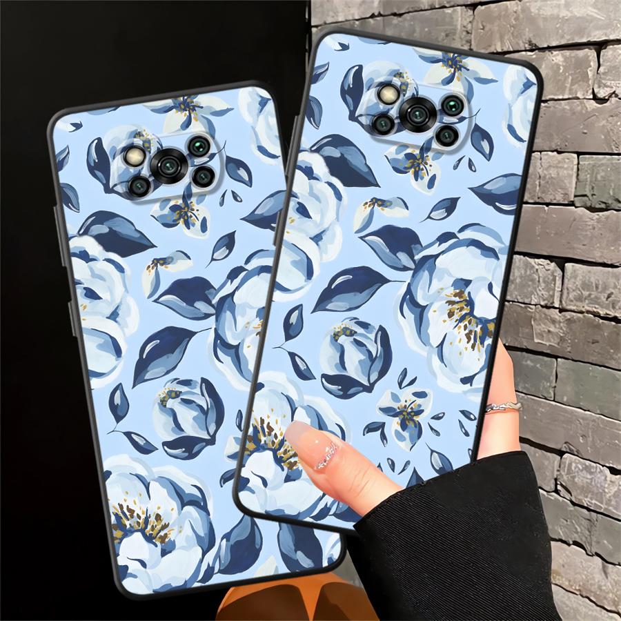 Чехол для Xiaomi Poco F8 M5 C71 C75 M3 M4 M7 C50 F1 F3 C61 X3 X4 X5 X7 Pro Funda Чехол для телефона Мультяшный Синий Цветок