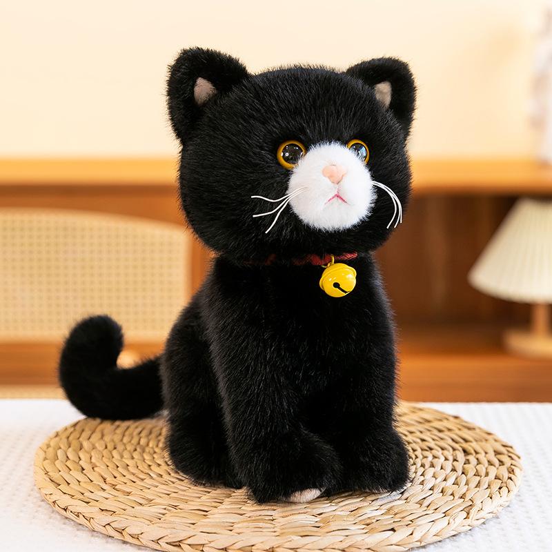 Плюшевая мультяшная кошка, сидящая, очаровательная игрушка-животное, серо-черные цвета, кукла-котенок, подарок для мальчиков и девочек, отлично подходит для повседневного использования