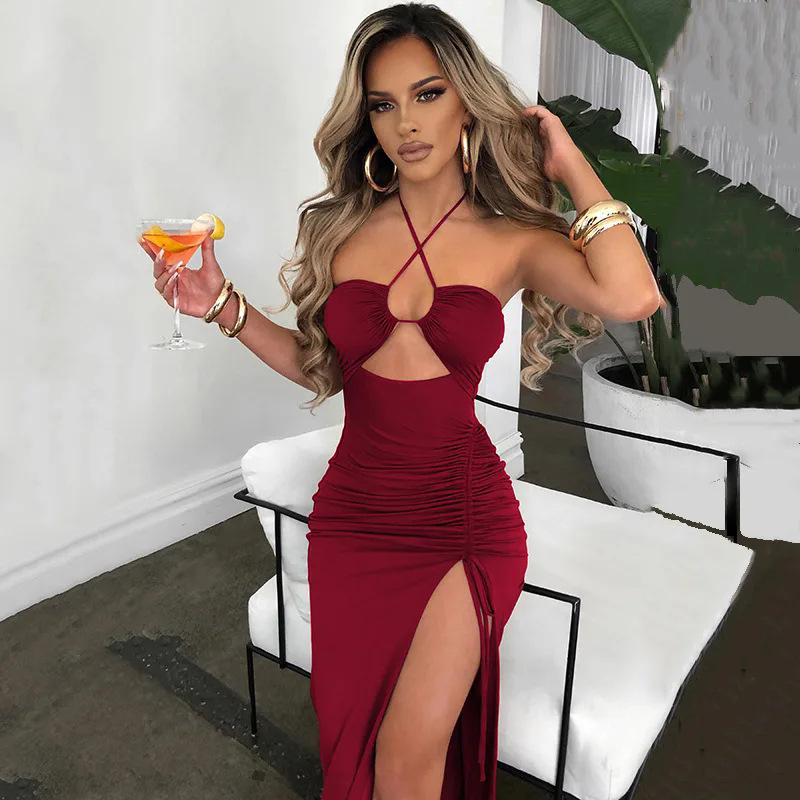 Sleeveless Sexy Female Halter Dress Slim Dress