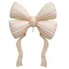 60-Inch Giant Striped Bowknot Foil Balloon, Helium-Supported Large Ribbon Mylar Balloon, Aesthetic Matte Pink Bow Shape Decorations