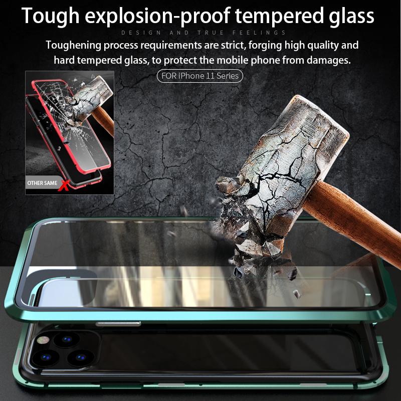 Металлический магнитный чехол для iPhone 16 17 Pro 15 14 Pro Max 13 12 Pro MAX 11 Pro SE 2020 Чехол-крышка с закаленным стеклом и магнитом