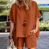Women Casual Cotton Outfits Summer Half Sleeve T-shirt and Shorts Two Piece Suit Set