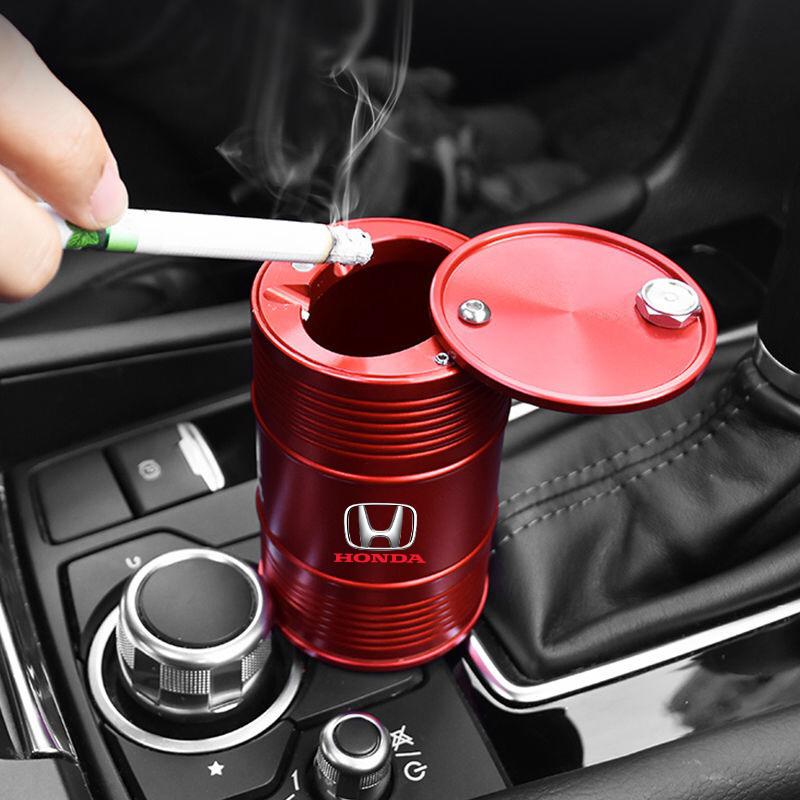 IYXI7 Aluminum Alloy Car Home Ashtray Oil Drum Shape Smoke Ash Holder For Honda Fit Civic Accord 7 8 9 10 Pilot City Jazz CRV HRV