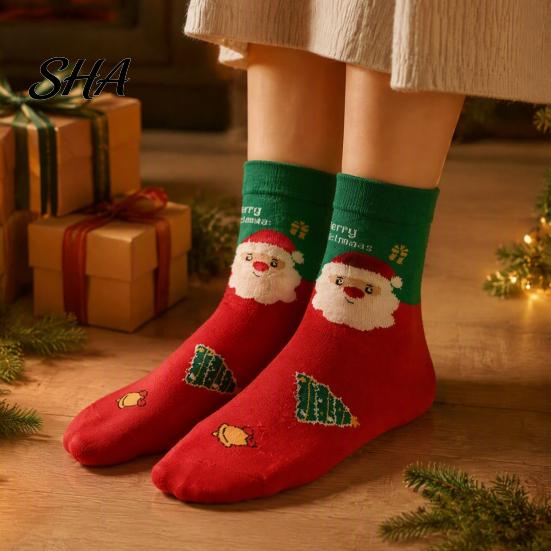 Cozy Autumn Winter Hosiery Christmas Socks for Men And Women, Soft Combed Cotton Warmth Accessories Crew Socks, Novelty Colorful Footwear Holiday Wear