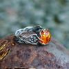 Female Ring Hollow Jewelry Accessories Hypoallergenic Ancient Faux Amber Beeswax Girls Chic Decorative