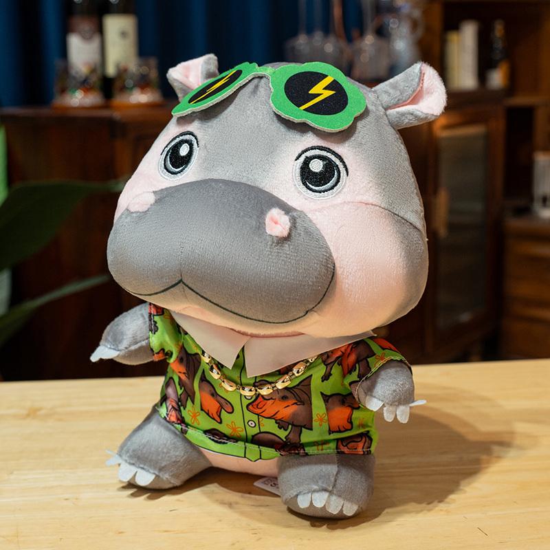 Модная плюшевая игрушка в виде бегемота, мультяшные плюшевые животные, бегемоты, плюшевые игрушки с подвеской в виде рубашки и сумки, мультяшный брелок, подарки