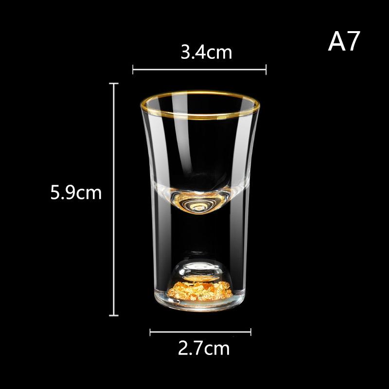 Luxury Crystal Glass Vodka Glass Sake Shochu Glass Bar Liqueur Gold Foil Glass Tea Cup High-end Gifts Hard Liquor Cups