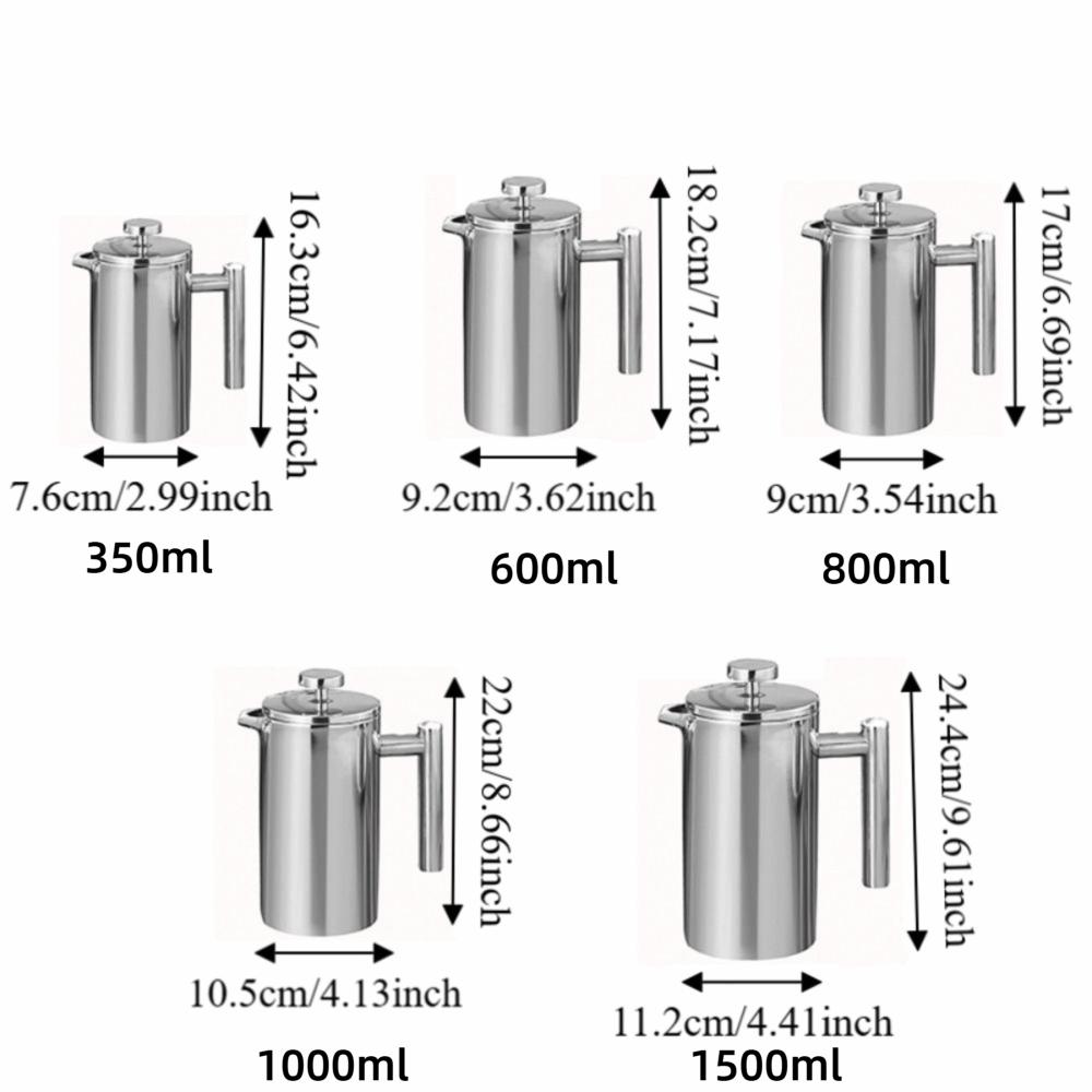 Double Wall French Press Coffee Maker 350/600/800/1000/1500ml Coffee Press Machine Filter Coffee