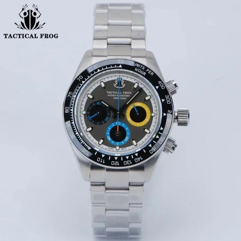 Tactical Frog Luxury Men's VS75A Diver Wristwatch C3 Super Luminous Sapphire Crystal 20Bar Waterproof 316L Steel Quartz Watch
