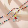 Женский комплект ожерелья, штабелируемые красочные кулонные бусины с цветком и бабочкой, двухслойные, гладкие, в богемном стиле, регулируемые