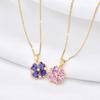 Full Diamond Clover Necklace Women'S Inlaid Color Zircon Pendant Titanium Steel Clavicle Chain Versatile