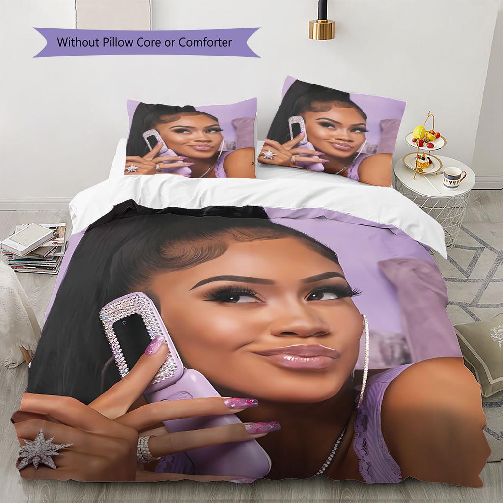 saweetie Pattern Bedding Quilt Set Quilt Cover Pillowcase Home Decoration Birthday Gift (1 * duvet cover + 2 * pillowcase, without core)