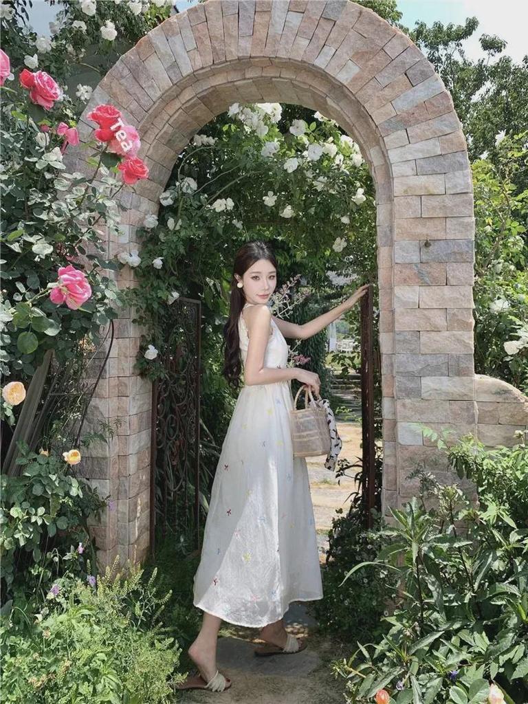 Цветочная французская богиня длинная юбка на талии: Милый, стильный летний сарафан для отпуска