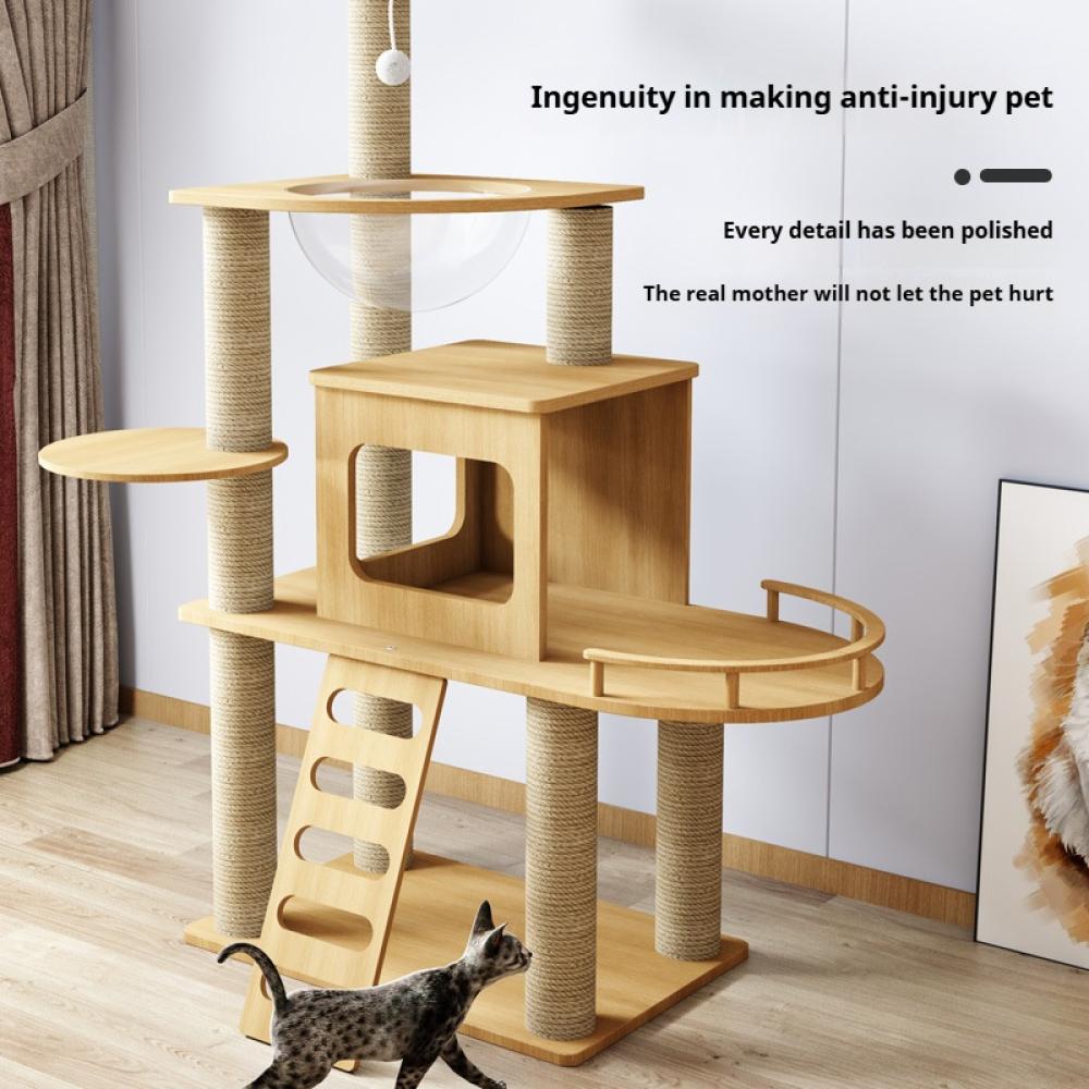 Multi-Level Cat Climbing Frame For Indoor With Scratching Posts Scratching Boards Perches Caves Large Cat Tree Tall Cats Tower