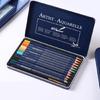Watercolour Colouring Pencil Set with Brush Water-Soluble Coloured Pencils in Metal Case for Kid Adult Artist Coloring