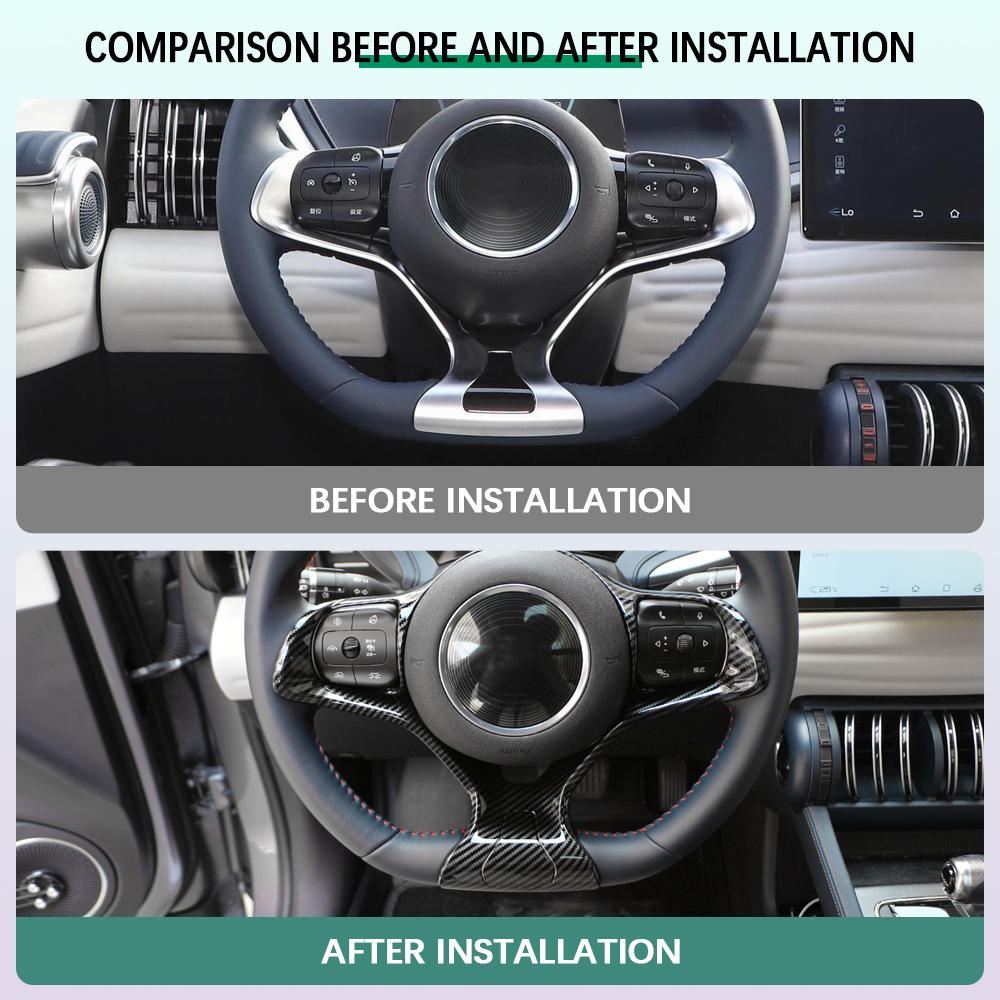 Наклейка-накладка из углеродного волокна на внутреннюю часть рулевого колеса автомобиля для BYD Atto3 Atto 3 2022 2023 Yuan Plus Dolphin Аксессуары