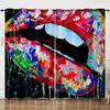 Curtains Sexy Lips Red Lips Oil Painting 3D Digital Printing Blackout Curtain Punching
