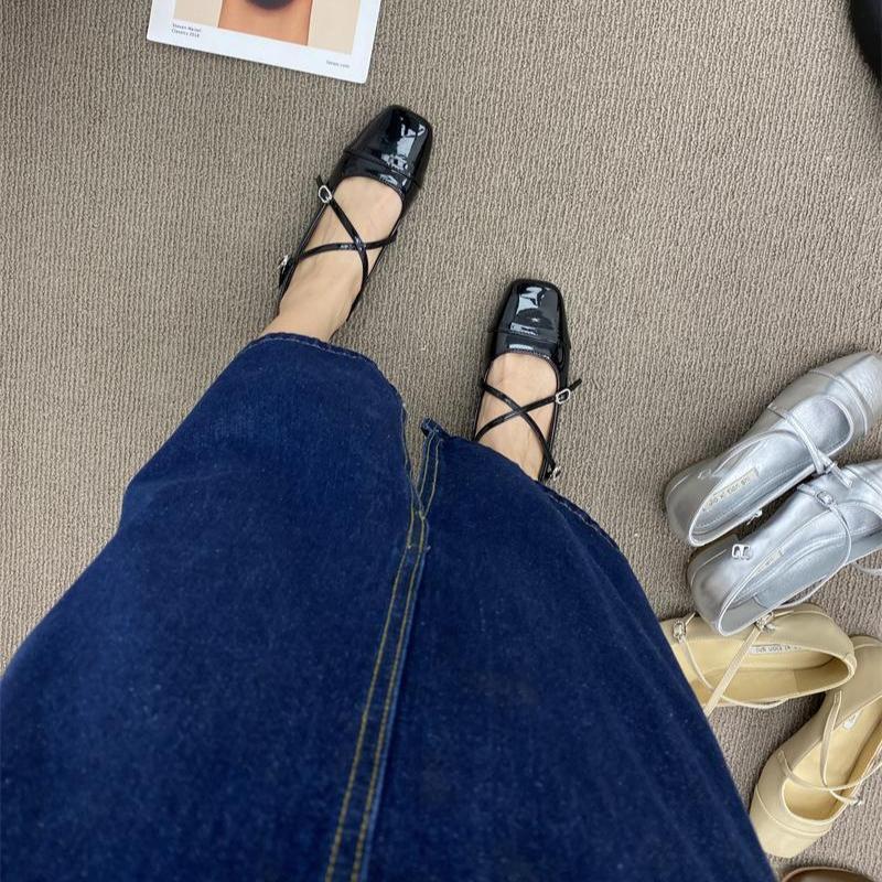 Women's Pumps Vintage Mary Jane Shoes Soft Lightweight Womens Ballet Shoes Mid Heeled Shallow Mouth Shoes for Women Summer New
