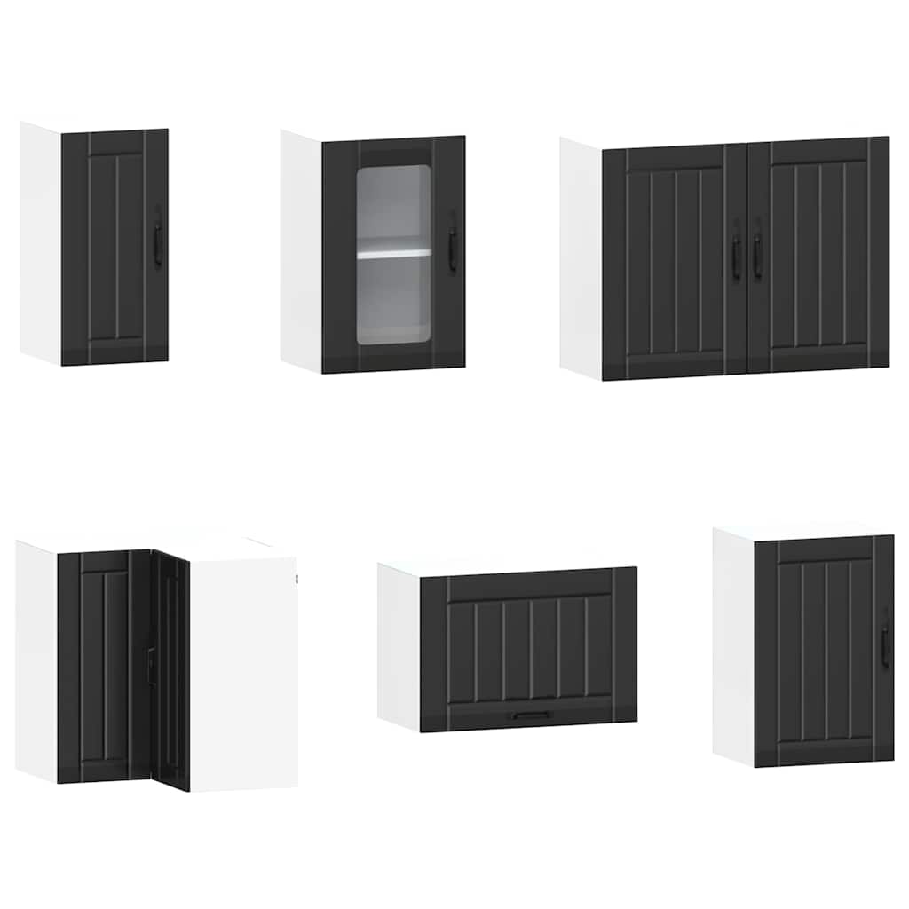 11 Piece Kitchen Cabinet Set Kalmar Black Wood Based Panel