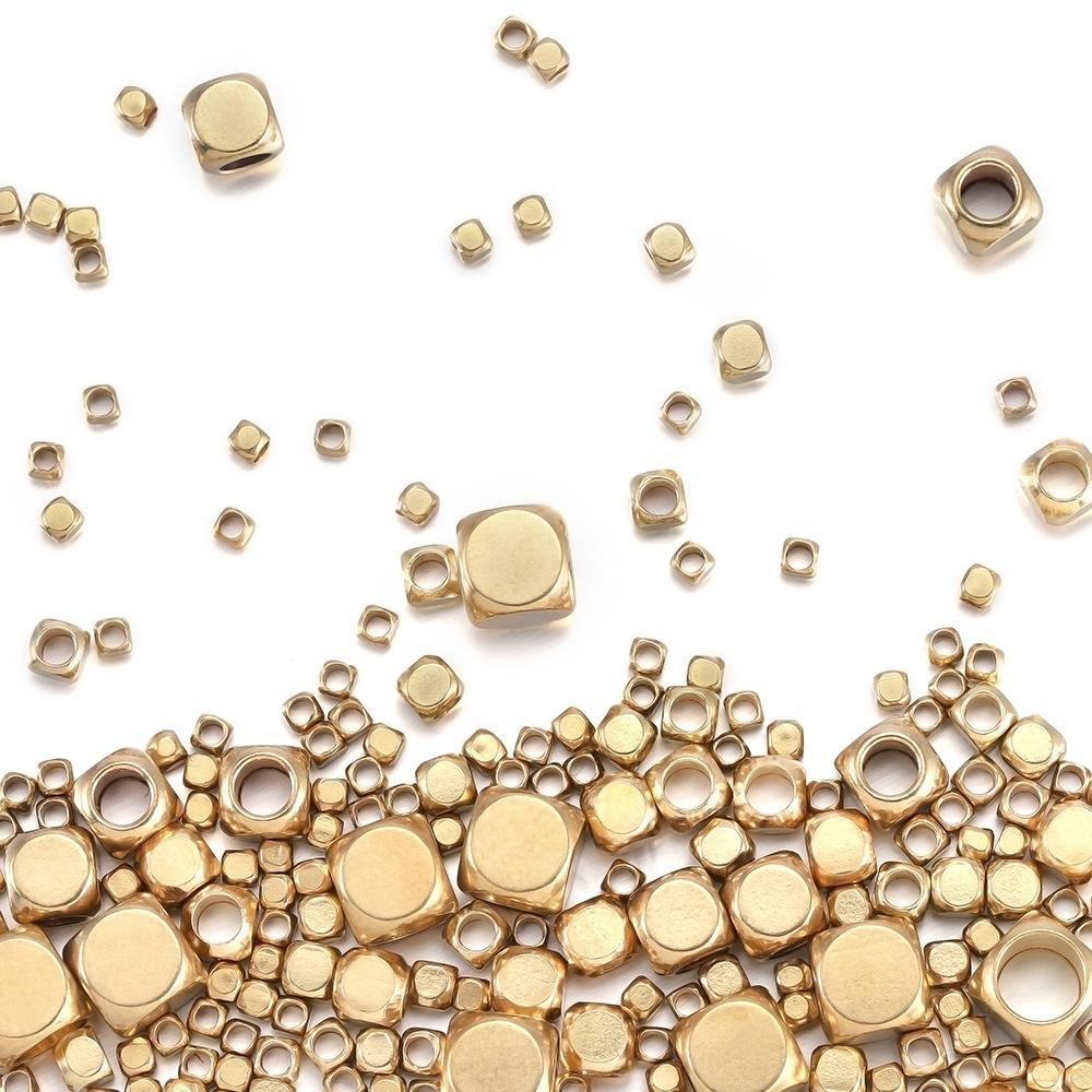 30-100 шт. куб квадратной формы 2,5 мм-6 мм твердые латунные непальские бусины квадратные бусины свободные бусины-разделители для изготовления ювелирных изделий фурнитура