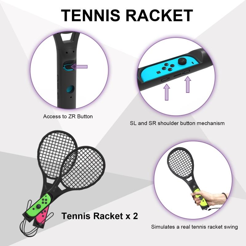 Набор спортивных аксессуаров 12 в 1 для Switch OLED 2022 для контроллера Switch с накладками, теннисными ракетками, фитнес-ремнем для ноги, мечом