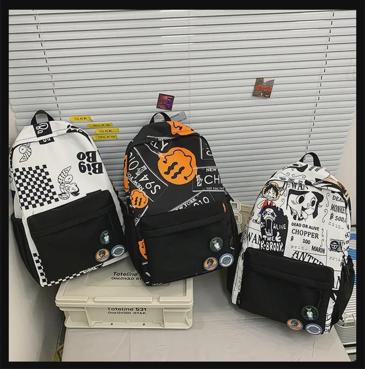 Модный цельный рюкзак с рисунком граффити для мальчиков и девочек - большая вместимость для студентов