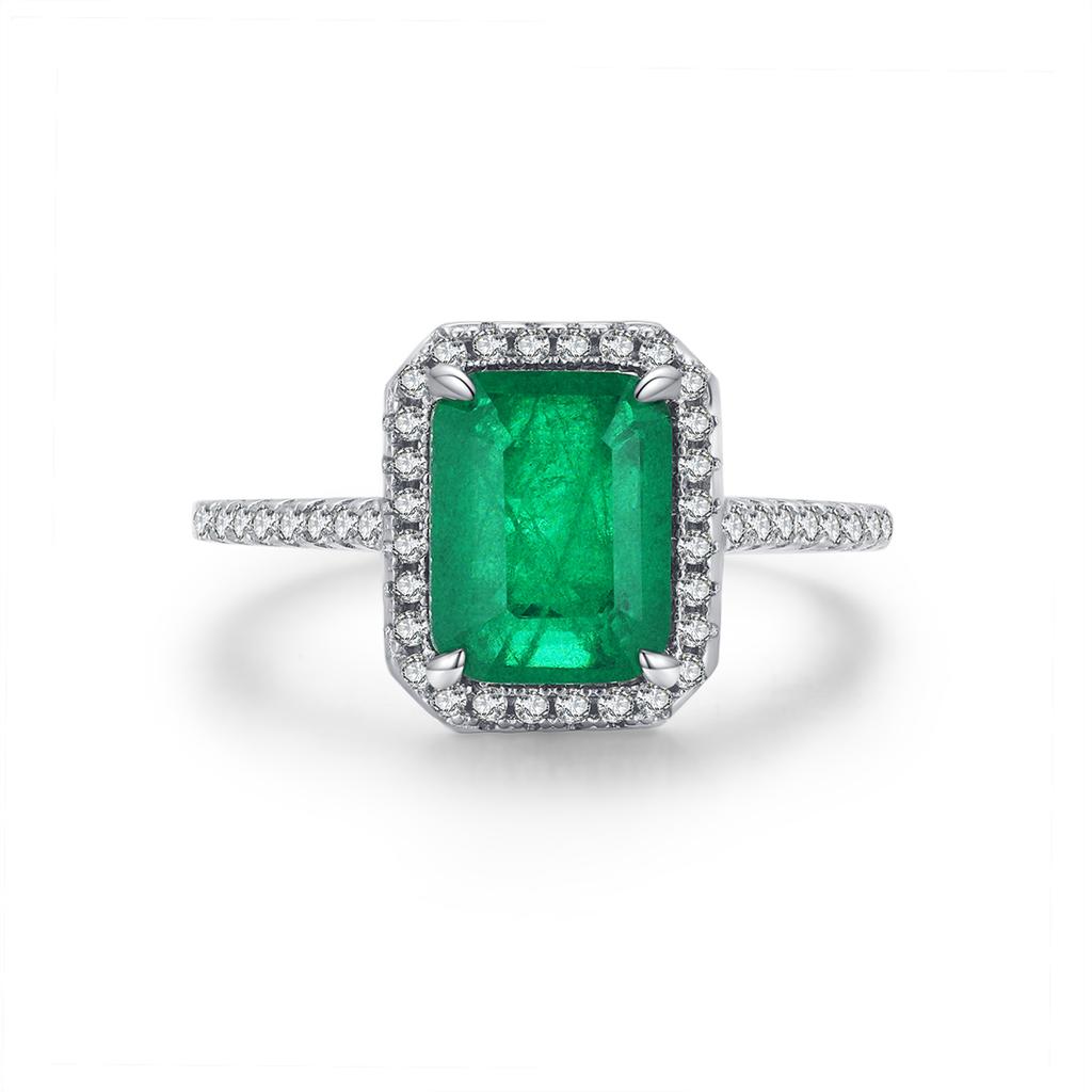MODIAN 925 Silver Luxury Rectangle Emerald Cut Sparkling Ring Platinum Plated For Women Wedding Statement Jewelry Gift