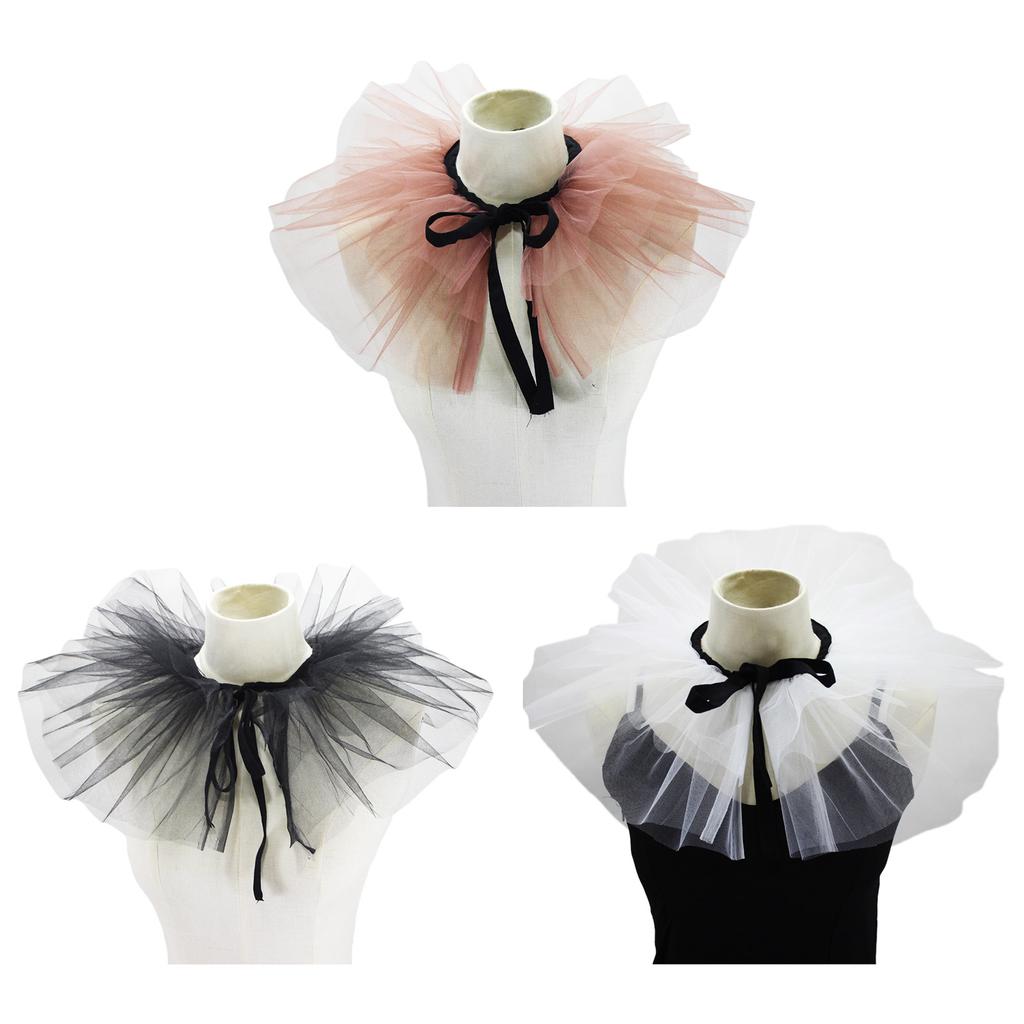 Victorian Vintage Mesh Neck Ruff Ruffle Collar Layered Clown Neck Collar Tie Cosplay Accessories for Women