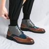 Autumn and Winter Men's High-top Leather Shoes Size 38-48 British Color Matching Casual Large-size Business Brock Men's Shoes