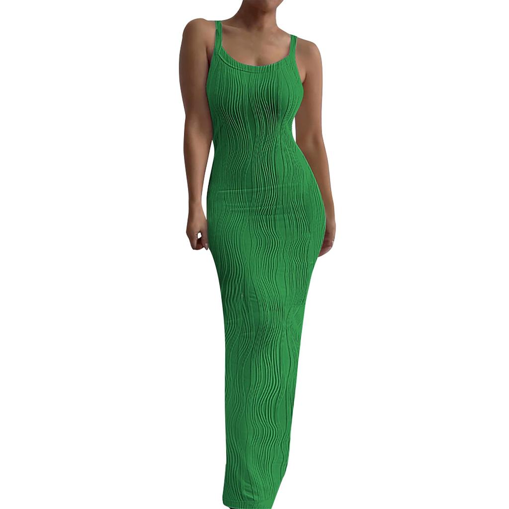 Women's Fashion Straps Casual Tight Sleeveless Solid Color Slim Temperament Dresses