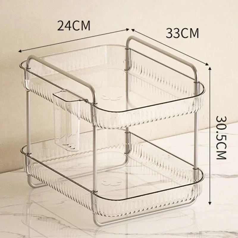 2 Tier Makeup Rack Skincare Countertop Organizer Office Double-Layer Water Cup Holder Seasoning Shelf Bathroom Storage Shelves