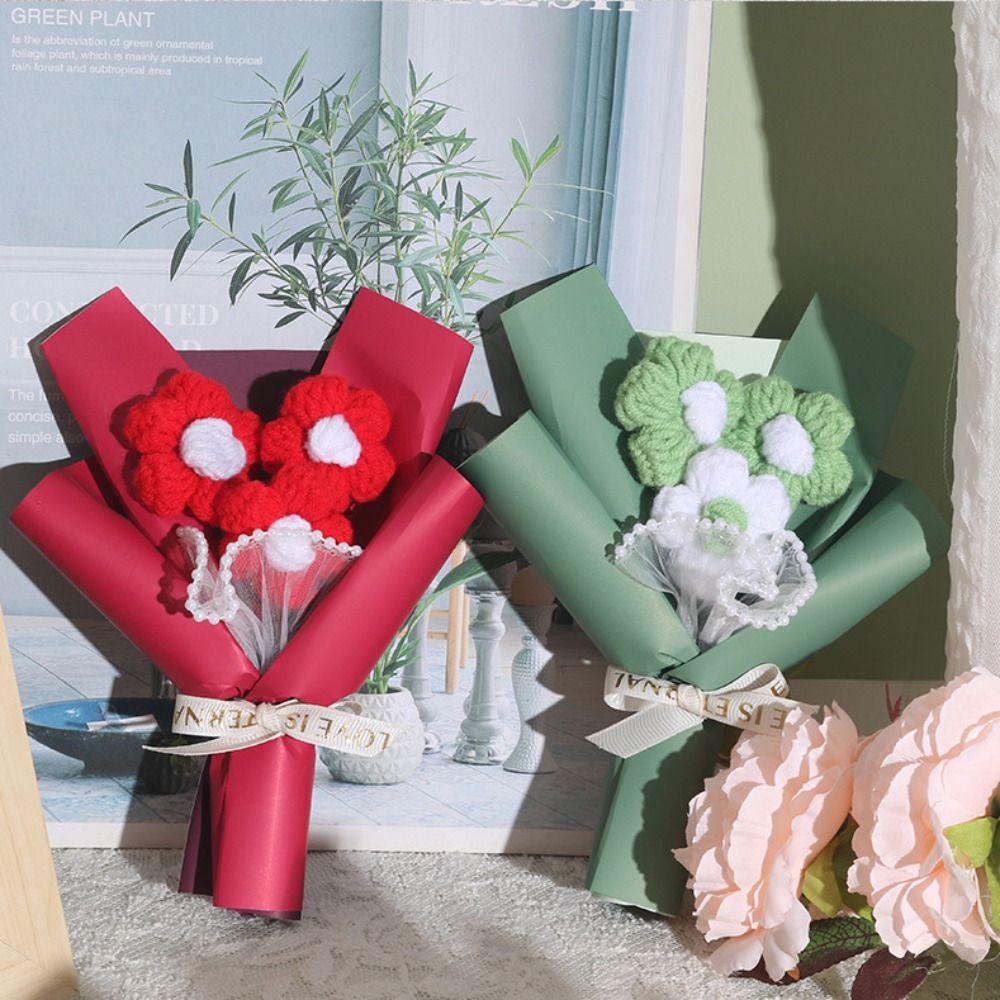 Fake Flowers Artifiical Folwer Bouquet Knitted Flower Woven Simulated Flower Teachers' Day